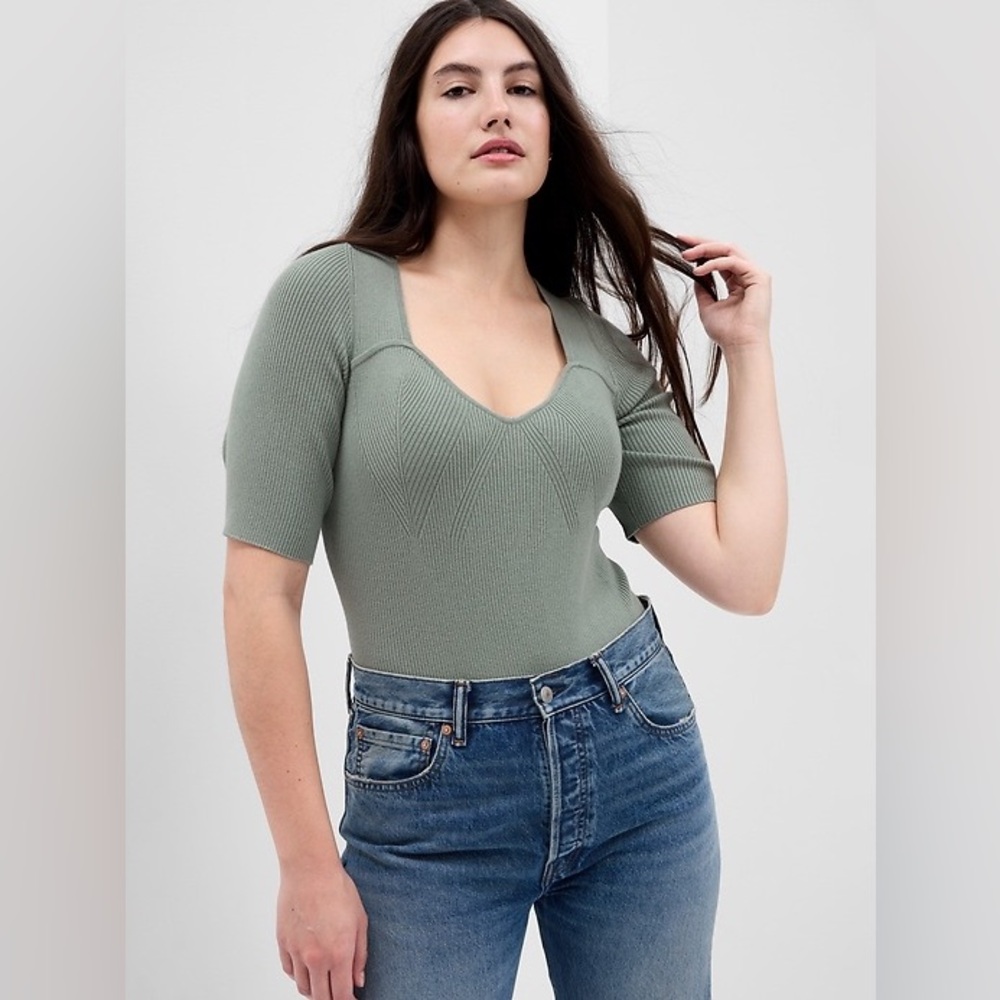 Gap Rib Corset Bodysuit in Sage Green Size Small